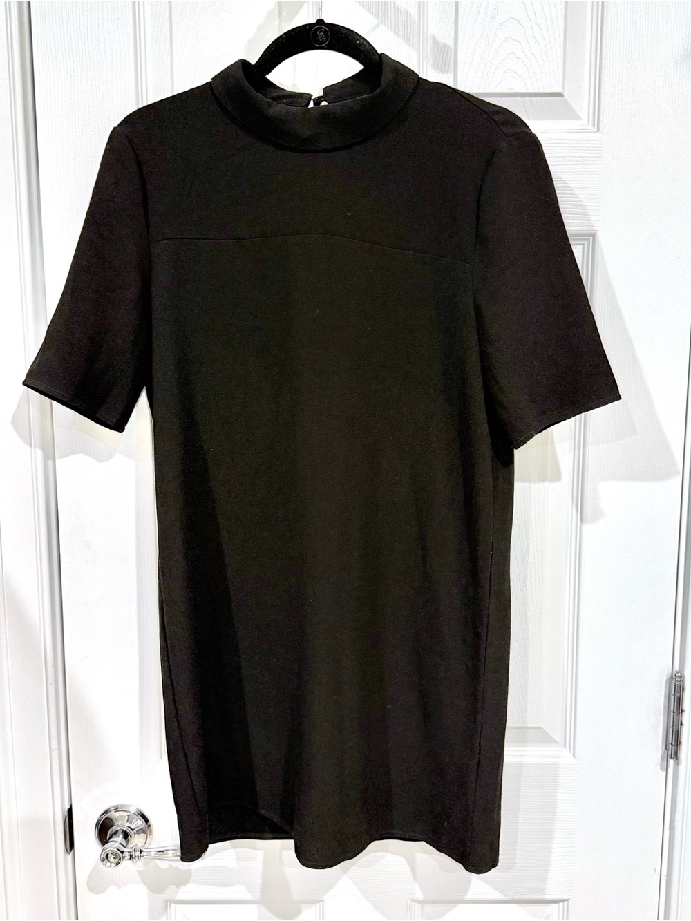 Black mini dress with Peter Pan collar